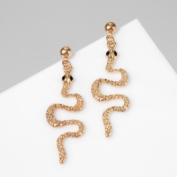Новый год! Символ года 2025! Серьги висячие &laquo;Змея&raquo; мини, цвет чёрный в золоте