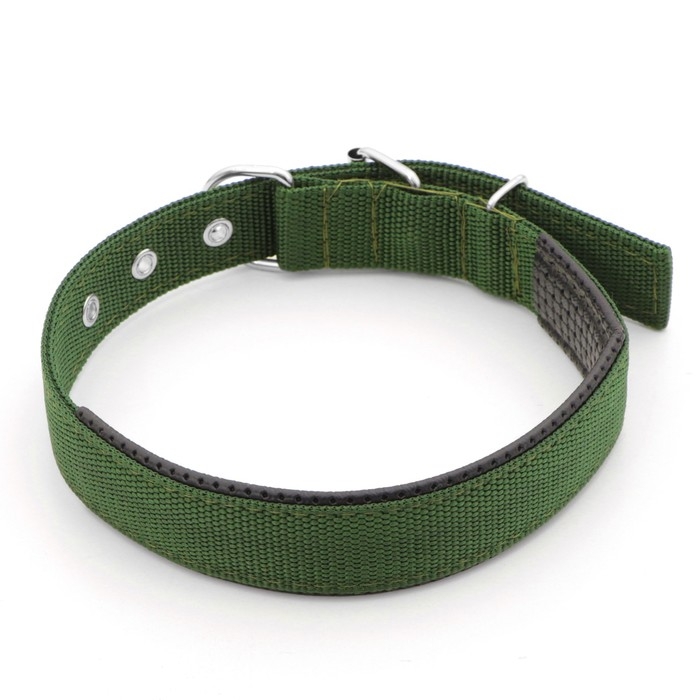 Ошейник "Комфорт" комбинированный, 58 х 3 см, ОШ 45-52 см, тёмно-зелёный