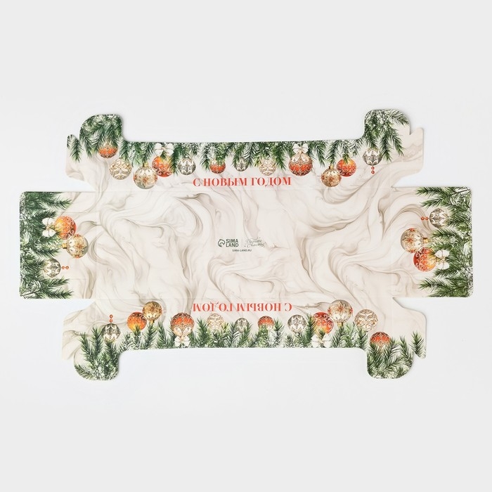 Коробка для кондитерских изделий с пластиковой крышкой &laquo;Роскошь&raquo;, 30 х 8 х 11 см, Новый год