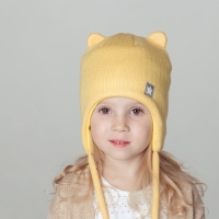 Шапка детская, цвет жёлтый/ушки, размер 50-54 Шапка детская, цвет жёлтый/ушки, размер 50-54