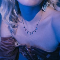 Чокер &laquo;Полумесяц&raquo; фазы луны, цветной в серебре, 35 см