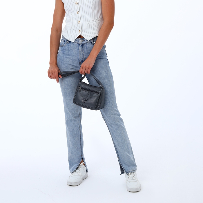 Сумка женская на молнии, цвет серый