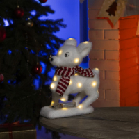 Светодиодная фигура &laquo;Оленёнок&raquo; 18 &times; 28 &times; 14 см, флок, батарейки ААх2 (не в комплекте), свечение тёплое белое