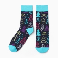 Носки новогодние мужские, цвет синий, размер 27-29