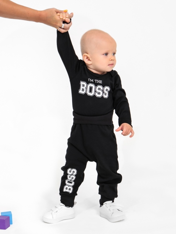 Ползунки-штанишки Крошка Я "Little Boss", рост 68-74 см, черный
