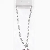 Кулон-цепь крупная "Вишня", цвет красный в серебре 40+удл