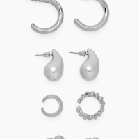 Набор серьги и каффы 8 шт «Кольца» капли, цвет серебро Набор серьги и каффы 8 шт «Кольца» капли, цвет серебро