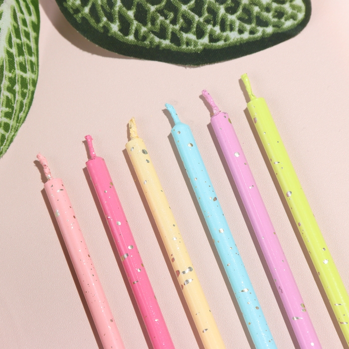 Набор свечей в торт, 6 штук "Исполнение желаний", 15 см, разноцветный