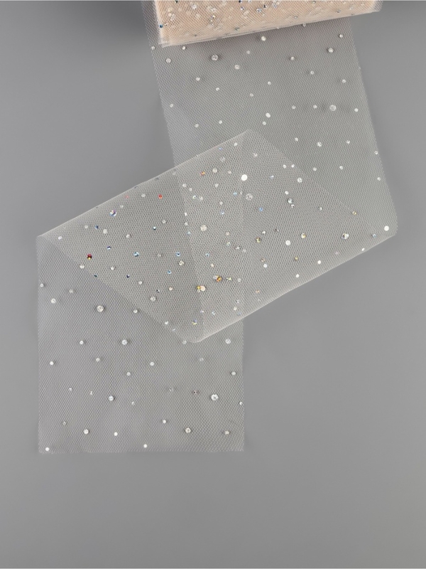 Фатин с блёстками, 15 см, 23 &plusmn; 1 м, 11 &plusmn; 1 г/кв.м, цвет бежевый №37