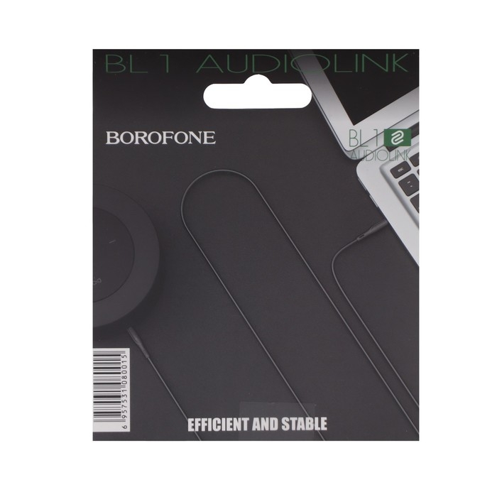 Кабель аудио AUX Borofone BL1, Jack 3.5 мм(m)-Jack 3.5 мм(m), TPE оплётка, 1 м, чёрный