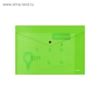 Папка-конверт на кнопке А4, 180 мкм, ErichKrause Glossy Neon, глянцевая, пластиковая, полупрозрачная, микс