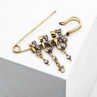 Булавка &laquo;Кошачье семейство&raquo;, 7 см, цвет белый в чернёном золоте