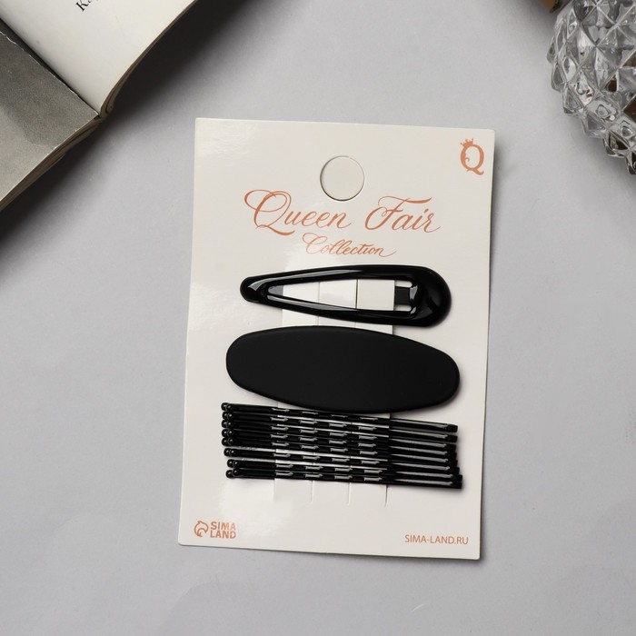 Невидимка для волос &laquo;Стейси" (набор 10 шт) овал, 5 см, чёрный