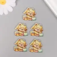 Декор для творчества акрил "Медвежонок в пижамке с баночкой мёда сладко спит" 3х3х0,2 см