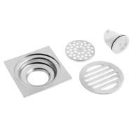 Трап ZEIN engr, 100х100 мм, вертикальный, с сеткой для задержки волос, нержав сталь, хром Трап ZEIN engr, 100х100 мм, вертикальный, с сеткой для задержки волос, нержав сталь, хром