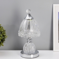 Лампа настольная RISALUX &laquo;Переливы&raquo;, LED, 10 Вт, ночник 3 Вт, хром, 13.5&times;13.5&times;33 см