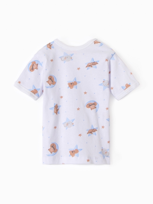 Футболка детская на кнопках Футболка детская на кнопках "Сон", цвет молочный/голубой, рост 80