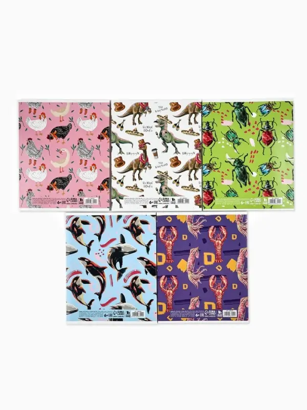 Тетрадь в клетку, 48 л., А5, на скрепке, блок №2 &laquo;Паттерн&raquo; МИКС