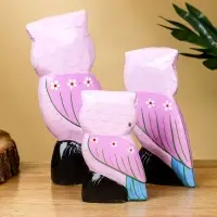 Набор сувенирный &laquo;Совы&raquo;, h=17 см, h=14.5 см, h=11 см, дерево, сиреневый