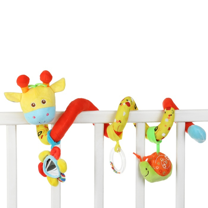 Растяжка - спираль с игрушками дуга на коляску / кроватку для малышей 0+ «Жирафик», Крошка Я Растяжка - спираль с игрушками дуга на коляску / кроватку для малышей 0+ «Жирафик», Крошка Я