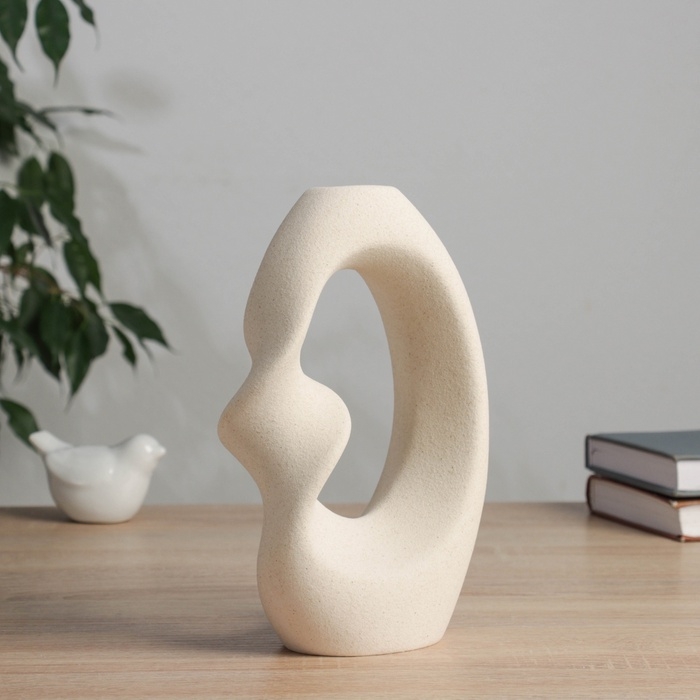 Керамическая ваза декоративная настольная &laquo;Закари&raquo;, для цветов, сухоцветов, d-3 см, 21&times;14 см, бежевый