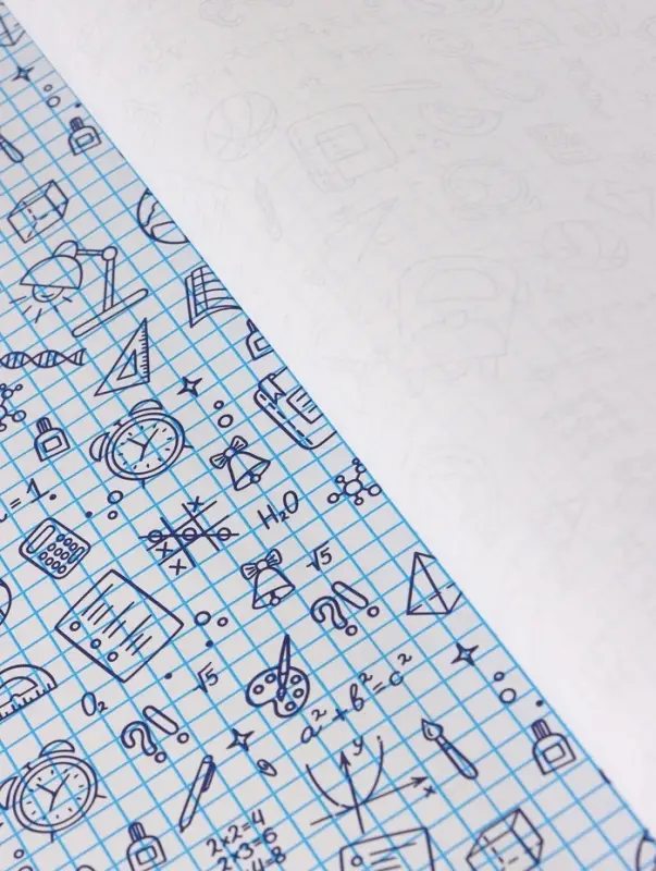 Бумага упаковочная крафт &laquo;Школьная пора&raquo;, голубой/синий на белом фоне 0.7&times;10&plusmn;5% м