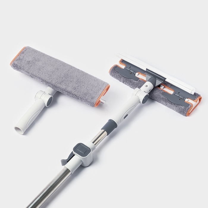 Оконная швабра с креплением на зажимах 28х8 см, длина 103-145 см, 2 насадки, 45+180 поворот   107959