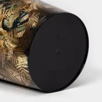 Горшок для цветов с поддоном Доляна &laquo;Голди. Листья&raquo;, 1,6 л, d=14 см, h=15,5 см, пластиковый, цвет чёрный