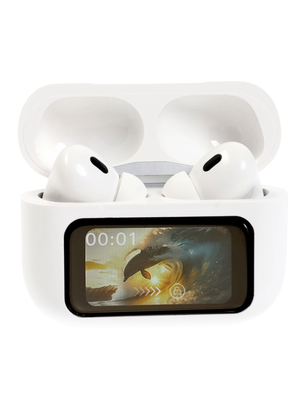 Наушники беспроводные TWS, дисплей, BT5.4, 30/500 мАч, с шумоподавлением, сенсор, белые