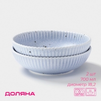 Тарелки глубокие Доляна &laquo;Коралл&raquo;, 700 мл, d=18,2 см, набор 2 шт, фарфор, голубые