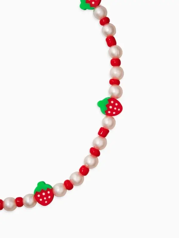 Бусы детские &laquo;Выбражулька. Клубники&raquo;, жемчуг, 34.5 см, красно-белый