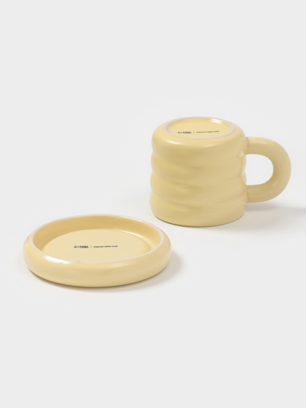 Чайная пара Доляна &laquo;Зефир&raquo;, 350 мл, керамика, жёлтая