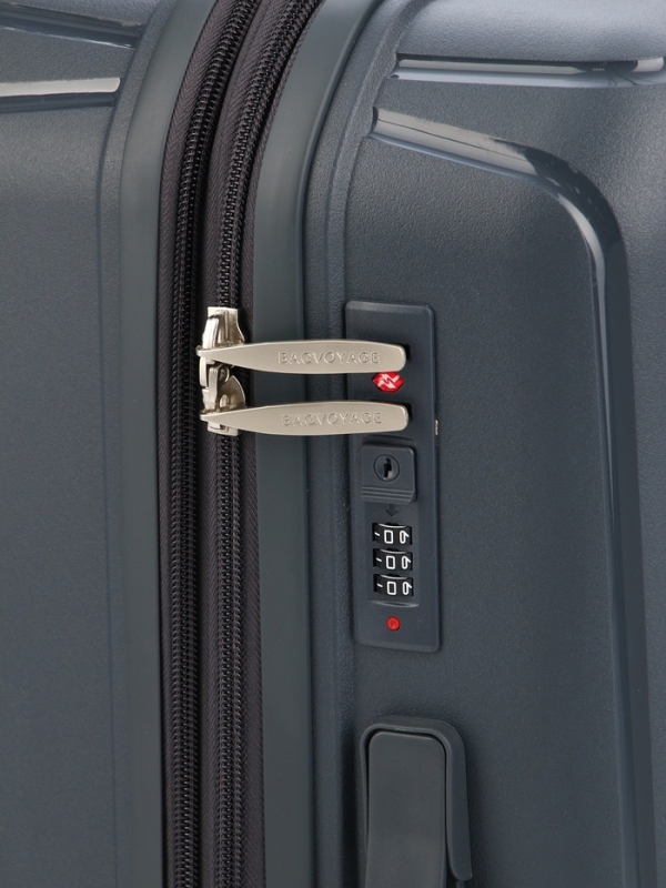 Чемодан 24", PP, 43*26*66, отд на молнии, код замок, 4 колеса, серый