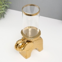 Подсвечник керамика, стекло на 1 свечу "Слон" d=8 см золото 16х10х27 см