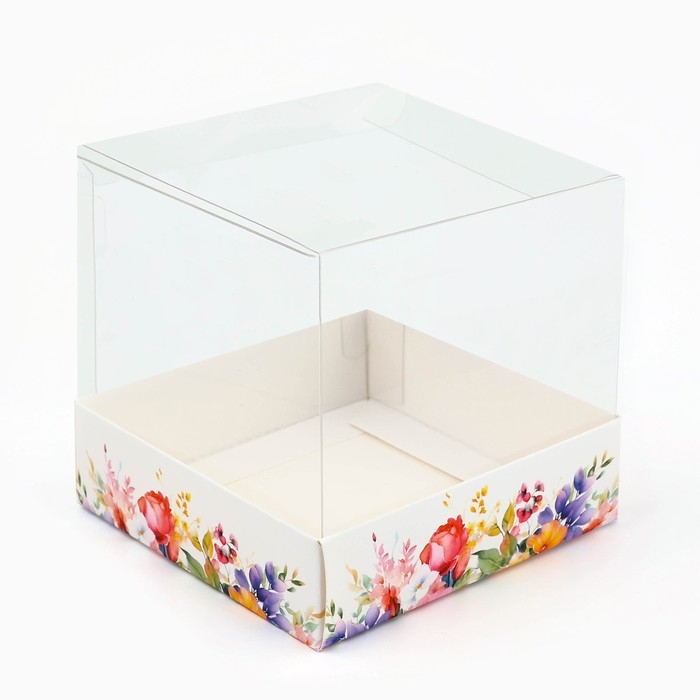 Коробка для кондитерских изделий &laquo;Цветочная поляна&raquo;, 10 х 10 х 10 см