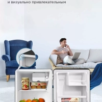 Холодильник MDRD86SLF30, черный, однокамерный, 48 л, ретро