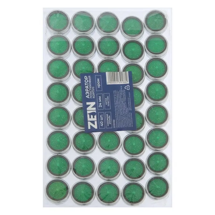 Аэратор ZEIN, наружная резьба, d=24 мм, сетка пластик, корпус пластик, цвет хром