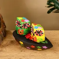 Сувенир "Пара совят" дерево 14х7х9 см, цв. жёлтый/зелёный