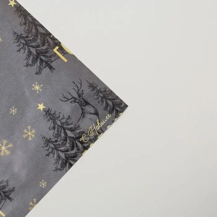 Бумага упаковочная глянцевая &laquo;Олени в лесу&raquo;, 70 х 100 см