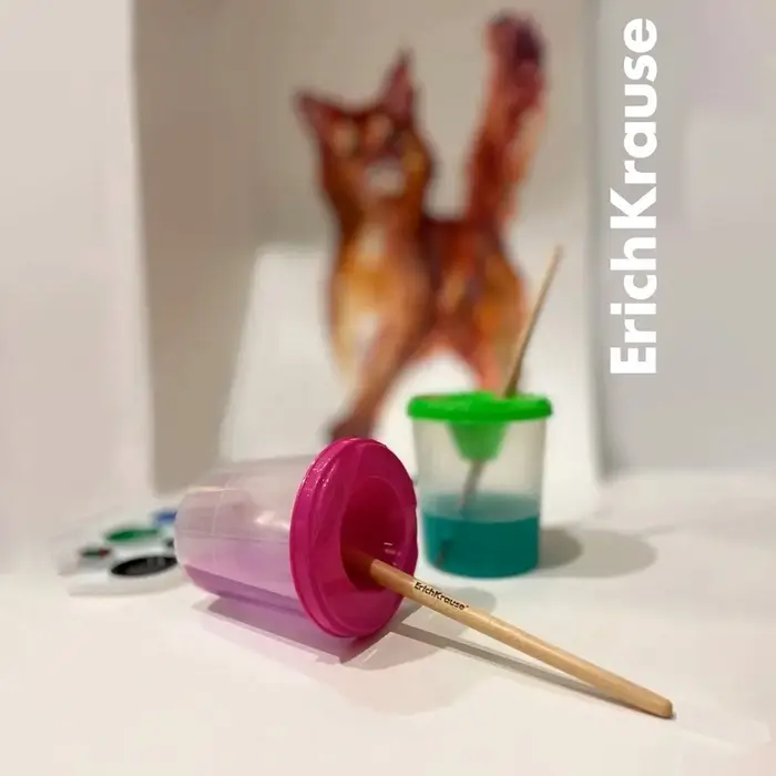 Стакан - непроливайка для рисования ErichKrause Classic, 200 мл, красный