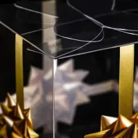 Складная прозрачная коробка из PVC, для упаковки подарков, &laquo;Золотой бантик&raquo;, 7&times;7&times;7 см