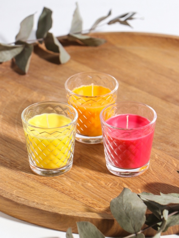 Свеча ароматическая в стакане (набор 3 шт) по 50 мл, 10 ч, 32 гр, ЗЕМЛЯНИКА, МАНГО, ЦИТРУС Свеча ароматическая в стакане (набор 3 шт) по 50 мл, 10 ч, 32 гр, ЗЕМЛЯНИКА, МАНГО, ЦИТРУС