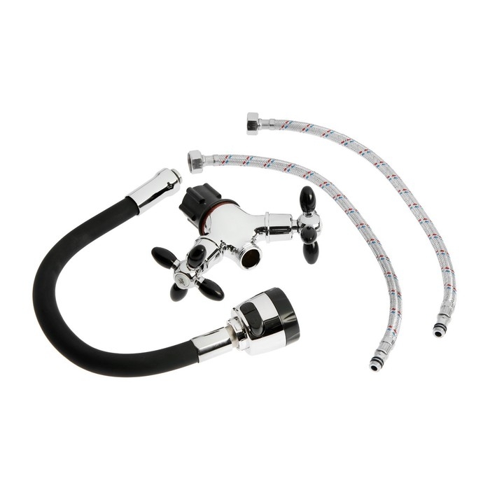 Смеситель для кухни ZEIN ZC2028, гибкий силикон излив, кран-букса латунь 1/2 Смеситель для кухни ZEIN ZC2028, гибкий силикон излив, кран-букса латунь 1/2", черный/хром