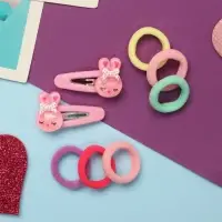 Набор для волос &laquo;Карамель&raquo;, 10 резинок 1.5 см, 2 невидимки 3.5 см, зайки, розовый