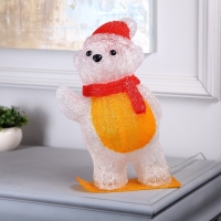 Светодиодная фигура &laquo;Мишка на доске&raquo; 25 &times; 35 &times; 19 см, акрил, 50 LED, 220 В, свечение белое