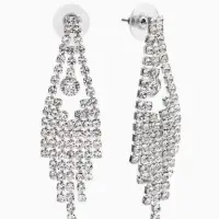 Набор 2 предмета: серьги, колье со стразами &laquo;Лёд&raquo;, d=13.5 см, белый в серебре