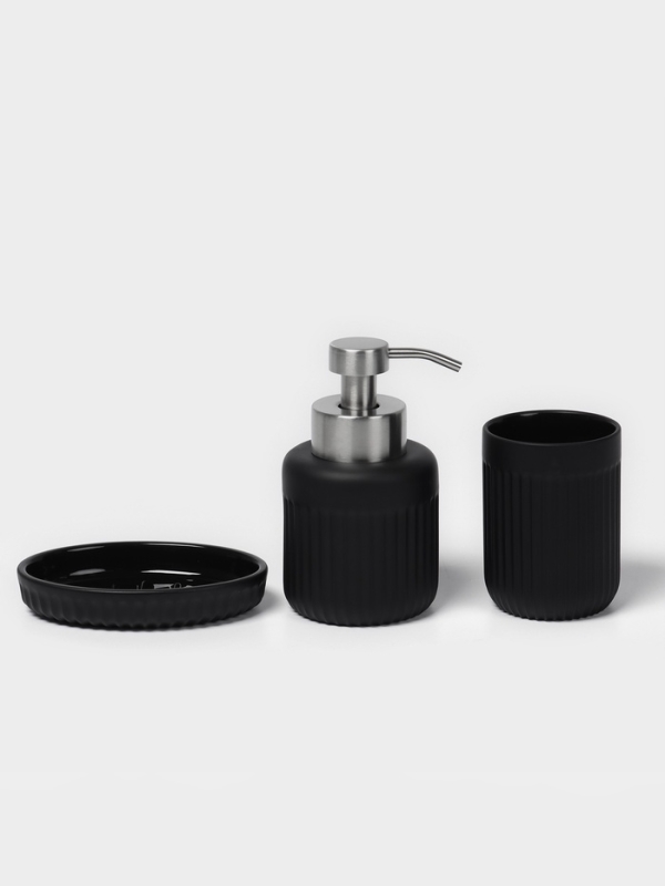 Набор для ванной "Блеск" 3 предмета (дозатор для мыла, стакан, мыльница)