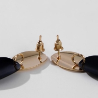 Серьги металл &laquo;Тренд&raquo; дорожка из овалов, цвет чёрный в глянцевом золоте