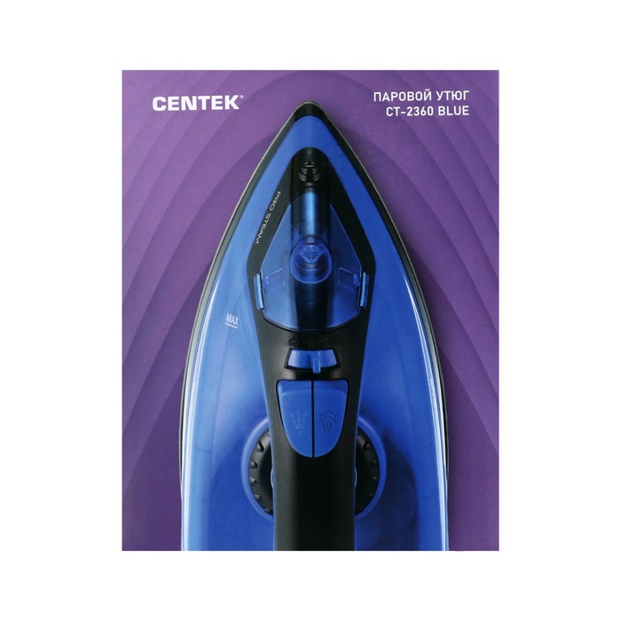 Утюг Centek CT-2360, 1600 Вт, антипригарная подошва, 200 мл, чёрно-синий Утюг Centek CT-2360, 1600 Вт, антипригарная подошва, 200 мл, чёрно-синий