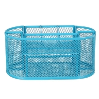 Подставка для канцелярских мелочей 9 отделений, сетка металл, голубая Подставка для канцелярских мелочей 9 отделений, сетка металл, голубая